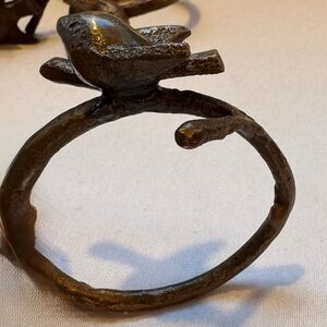 10 Rustic Cast Metal Bird Napkin Ring holders